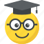 academic cap, graduation emoji, mortarboard, smiley, student 