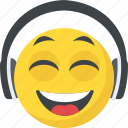 cheerful, dj emoticon, earphones, headphones emoji, smiling
