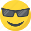 cool emoji, emoji, emoticon, happy face, sunglasses emoji 