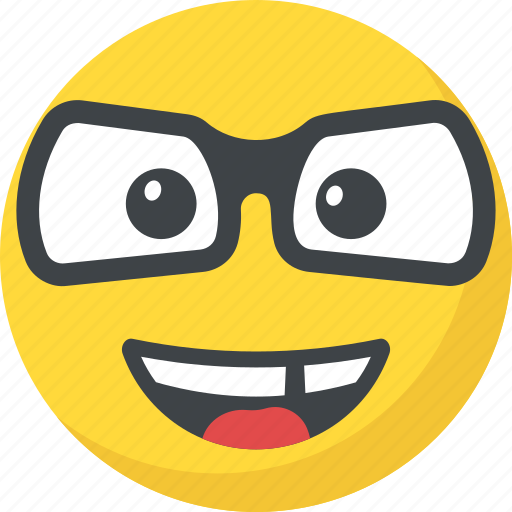 Big grin, emoticon, laughing, nerd face, smiley face icon - Download on Iconfinder