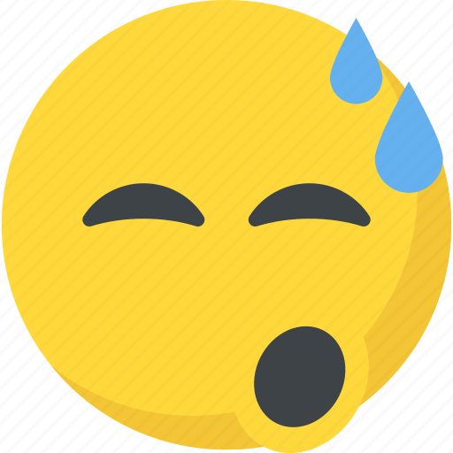 Cold sweat, emoji, exhausted, relieved emoji, tired icon - Download on Iconfinder