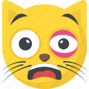 black eye emoji, cat emoji, ill, sick, sore eye
