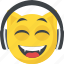 cheerful, dj emoticon, earphones, headphones emoji, smiling 