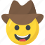 cowboy hat smiley, emoji, emoticon, hat, laughing 