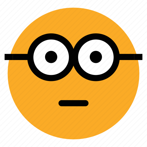 Emoticon, emotion, expression, geek, nerd, nerdy glasses face, stare emoticon icon - Download on Iconfinder