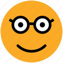 emotion, expression, geek, glasses face, nerd, nerdy, smiley, stare emoticon