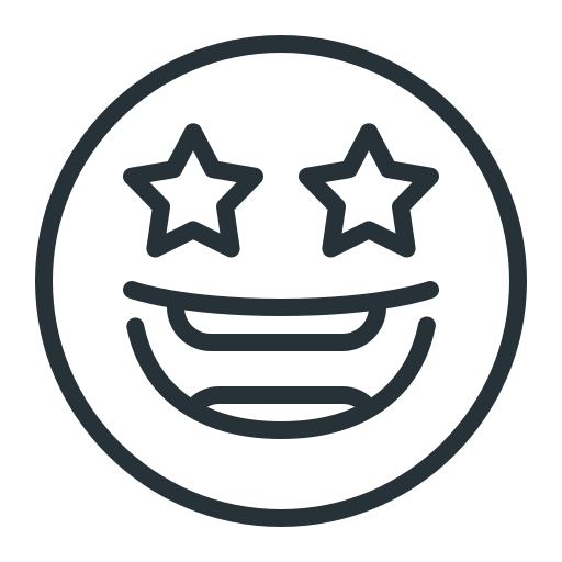 Emoji, excited, face, smile, stars icon - Free download