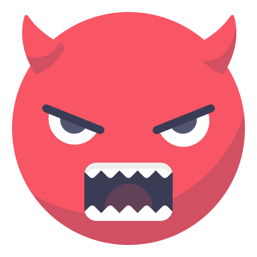 Angry, devil, evil, face, grin, smile, smiley icon - Free download
