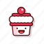 birthday, candle, cherry, cream, cupcake, muffin, sweet 