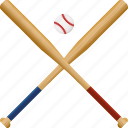 ball, baseball, bat, club, crossed, equipment, sports