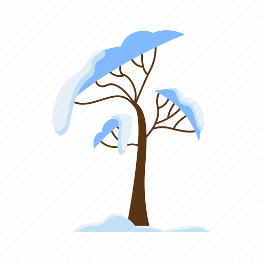 Covered, tree, flat, icon, branch, snow, winter icon - Download on Iconfinder