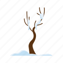 covered, tree, flat, icon, branch, snow, winter, weather, cold