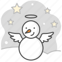 snowman, angel, night, star, christmas, snow, winter