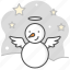 snowman, angel, night, star, christmas, snow, winter 