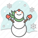 snowman, snow fall, snow flakes, snow, gloves, scarf, winter