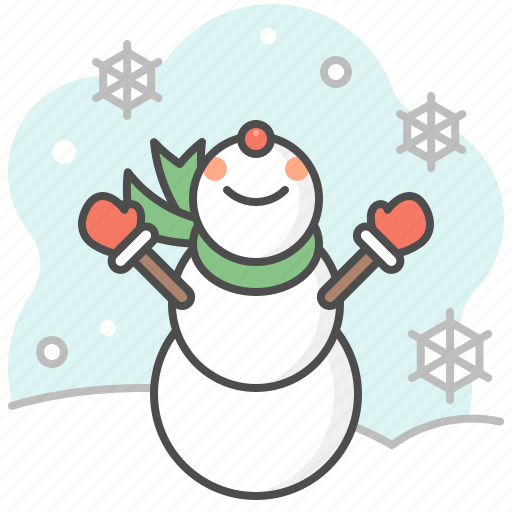 Snowman, snow fall, snow flakes, snow, gloves, scarf, winter icon - Download on Iconfinder
