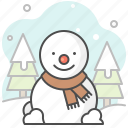 snowman, forrest, winter, cute, pine, tree, cold