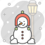 snowman, winter, waiting, alone, lamppost, roadside, snowflake 