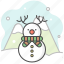 snowman, christmas, deer, reindeer, xmas, forest, tree 