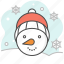 snowman, knit hat, cold, winter, snow, snowflake, season 