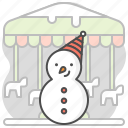 snowman, merry go round, horse, fun, children, celebration, decoration