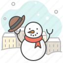 snowman, snow, holiday, winter, vacation, christmas, snowflake