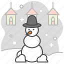 snowman, snow, lamp, candle, hanging, night, decoration