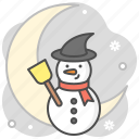 snowman, moon, witches, magic, night, broom, crescent