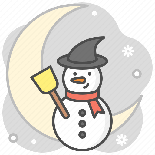 Snowman, moon, witches, magic, night, broom, crescent icon - Download on Iconfinder