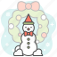 snowman, wreath, xmas, celebration, decoration, ornament, festival 