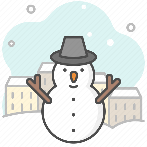 Snowman, hat, snow, town, building, house, home icon - Download on Iconfinder