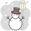 snowman, winter, lamp, xmas, cold, weather, road side