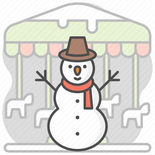 Snowman, merry go round, amusement park, holiday, vacation, winter, snow icon - Download on Iconfinder