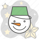 snowman, detailed, winter, star, decoration, bucket, celebration