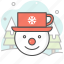 snowman, christmas, winter, xmas, pine, tree, cup 