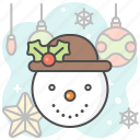 snowman, christmas, decoration, celebration, snowflake, ball, hanging