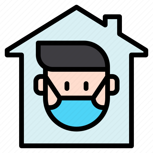 Distance, quarantine, house, home, medical, mask, man icon - Download on Iconfinder