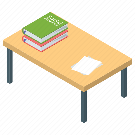 Book table, desk, library table, study desk, study place icon - Download on Iconfinder