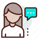 chat, communication, female, message, user, woman