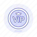 badge, coin, crown, gold, media, premium, social, text, vip