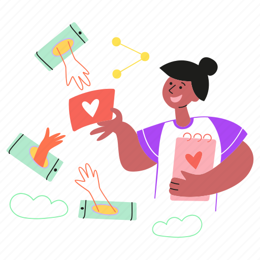 Love, phone, heart, reaction, mobile, media, social illustration - Download on Iconfinder