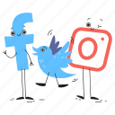icon, media, phone, facebook, twitter, social, network, notification, app, instagram