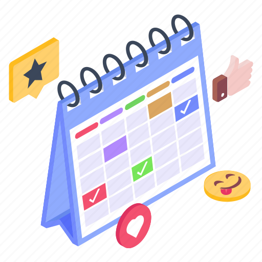 Planner, reminder, events, calendar, almanac illustration - Download on Iconfinder