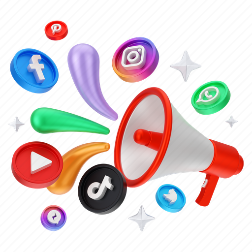 Marketing, advertising, social media, branding, digital marketing, promotion, megaphone 3D illustration - Download on Iconfinder