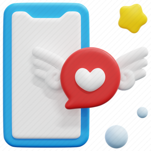 Mobile, phone, heart, love, social, media, network 3D illustration - Download on Iconfinder