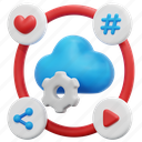 cloud, marketing, connection, social, media, network, 3d, illustration