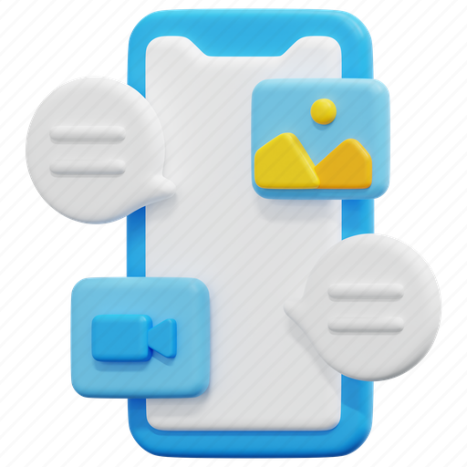 Smartphone, content, communication, social, media, network, 3d icon - Download on Iconfinder