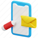 mail, mobile, phone, social, media, network, 3d, object 