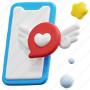 mobile, phone, heart, love, social, media, network, 3d, render 