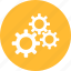 cogs, configuration, corporation, gears, preferences, yellow 